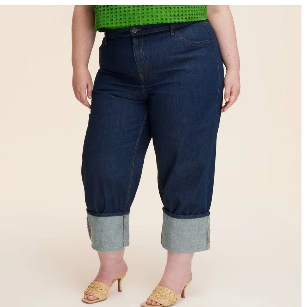 Kate Spade x Target Women's Straight Leg Cuffed Dark Wash Denim Jeans 16 Plus